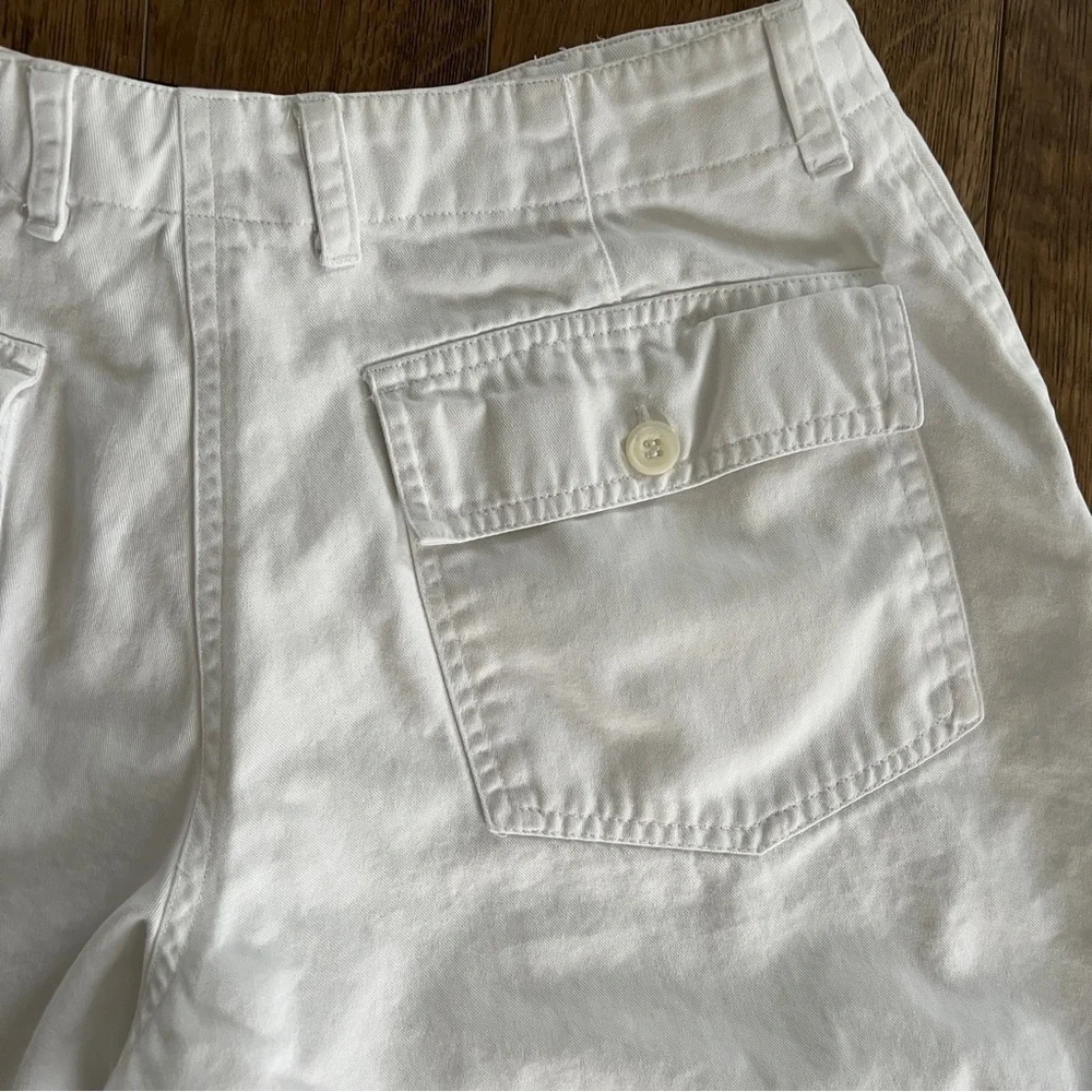 Vintage 90s Cache Creek Mid High Rise White Cotton Mid Thigh Shorts Size 10 - Picture 5 of 8